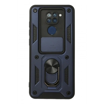 Xiaomi Redmi Note 9 Kılıf Pars Lens Yüzüklü Silikon - Lacivert