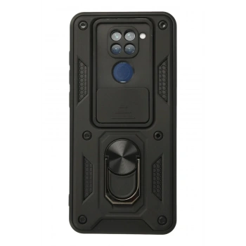 Xiaomi Redmi Note 9 Kılıf Pars Lens Yüzüklü Silikon - Siyah