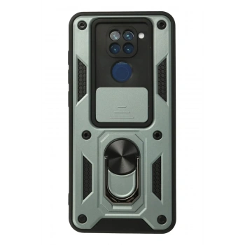 Xiaomi Redmi Note 9 Kılıf Pars Lens Yüzüklü Silikon - Yeşil