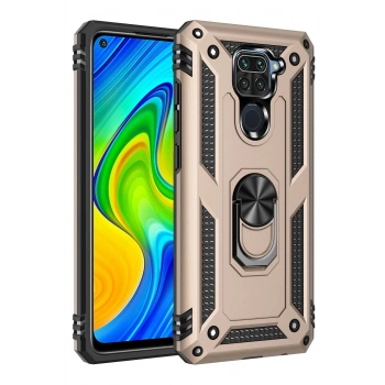 Xiaomi Redmi Note 9 Kılıf Sofya Yüzüklü Silikon Kapak - Gold