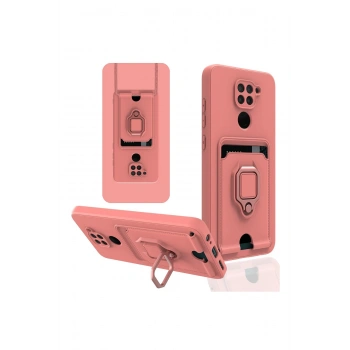 Xiaomi Redmi Note 9 Kılıf Zuma Kartvizitli Yüzüklü Silikon - Pembe