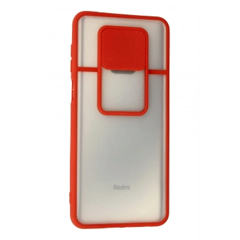 Xiaomi Redmi Note 9 Pro Kılıf Palm Buzlu Kamera Sürgülü Silikon - Kırmızı