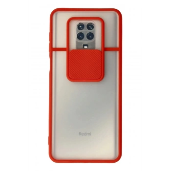 Xiaomi Redmi Note 9 Pro Kılıf Palm Buzlu Kamera Sürgülü Silikon - Kırmızı