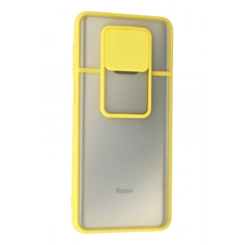 Xiaomi Redmi Note 9 Pro Kılıf Palm Buzlu Kamera Sürgülü Silikon - Sarı