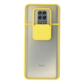 Xiaomi Redmi Note 9 Pro Kılıf Palm Buzlu Kamera Sürgülü Silikon - Sarı