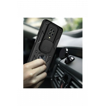 Xiaomi Redmi Note 9 Pro Kılıf Pars Lens Yüzüklü Silikon - Lacivert