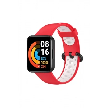 Xiaomi Redmi Watch 2 Spor Delikli Kordon - Kırmızı-Beyaz