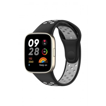 Xiaomi Redmi Watch 3 Spor Delikli Kordon - Siyah-Gri