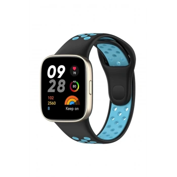 Xiaomi Redmi Watch 3 Spor Delikli Kordon - Siyah-Mavi