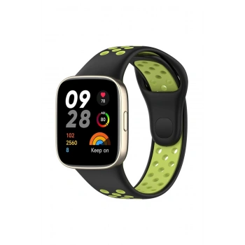 Xiaomi Redmi Watch 3 Spor Delikli Kordon - Siyah-Yeşil