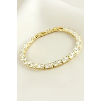 Xuping Dikdörtgen Zirkon Taşlı Lüks Çelik Bileklik