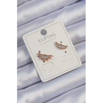 Xuping Rose Renk Zirkon Taşlı Ay ve Güneş Tasarımlı Küpe - TJ-BKP9429