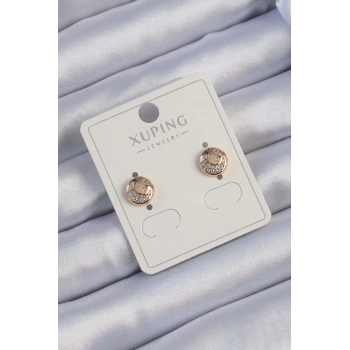 Xuping Rose Renk Zirkon Taşlı Yansımalı Oval Küpe - TJ-BKP9414