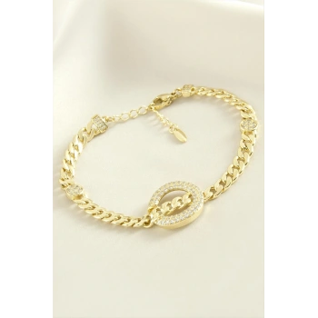 Xuping Yuvarlak Zirkon Taşlı Lüks Çelik Bileklik