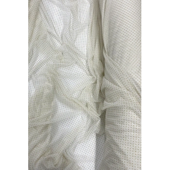 Yağmur Damlası Simli Abiye Elbise Şallık Tül Kumaş Ekru 12