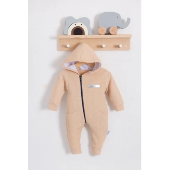 Yandan Cepli Fermuarlı % 100 Pamuk Erkek Bebek Tulumu