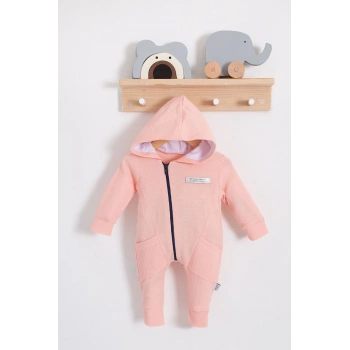 Yandan Cepli Fermuarlı % 100 Pamuk Kız Bebek Tulumu