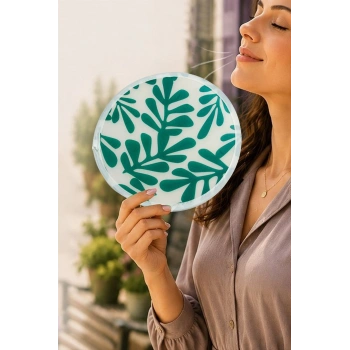 Yaprak Desenli Kore Yelpaze