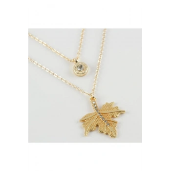 Yaprak Figürlü Yeni Sezon İkili Kolye