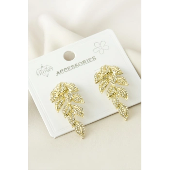 Yaprak Taşlı Küpe