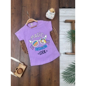 Yazlık Pamuklu Kısa Kollu Kız Çocuk Tişört