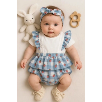 Yazlık Pamuklu Kız Bebek 3lu Takım