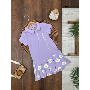 Yazlık Pamuklu Polo Yaka Kız Çocuk Elbise