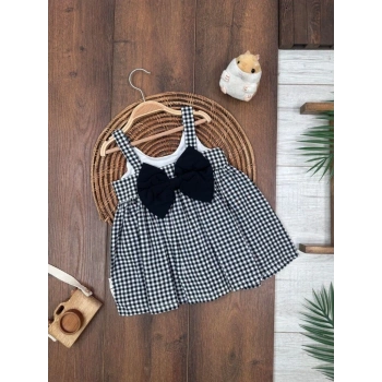 Yazlık Pamuklu Pötikareli Kız Çocuk Tekli Elbise