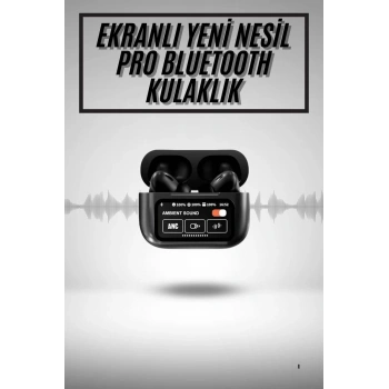Yeni Nesil Anc Özellikli Çağrı Cevaplayan Dokunmatik Ekranlı Bluetooth Kulaklık Siyah
