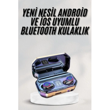 Yeni Nesil Bluetooth Kulaklık Uzun Pil Ömrü El Fenerli Dijital Şarj Göstergeli