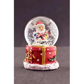Yeni yıl  Hediyeleri Noel Baba Mini Boy Işıklı Kar Küresi 6,5 cm 1X