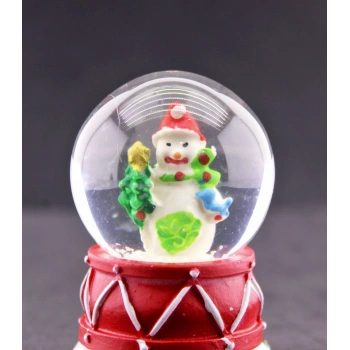 Yeni YIL  Kardan Adam Temalı Mini Boy Işıklı Yılbaşı Kar Küresi 6.5 cm 3A