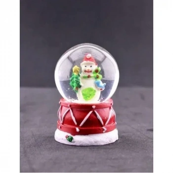 Yeni YIL Kardan Adam Temalı Mini Boy Işıklı Yılbaşı Kar Küresi 6.5 cm 3A
