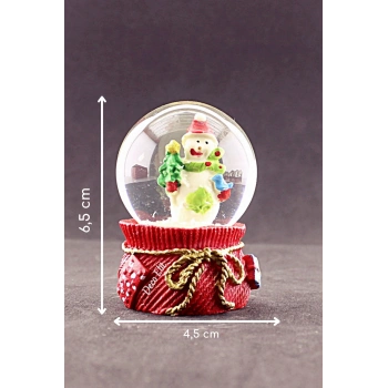 Yeni Yıl Kardan Adam Temalı Mini Boy Kar Küresi 6,5 cm