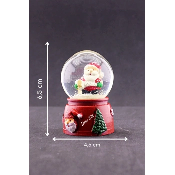 Yeni Yıl Noel Baba Temalı Mini Boy Işıklı Kar Küresi 6,5 cm A