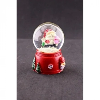 Yeni Yıl Noel Baba Temalı Mini Boy Işıklı Kar Küresi 6,5 cm A