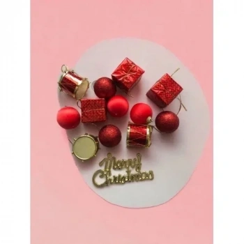 Yeni Yıl Yılbaşı Noel Çam Ağacı Süsü Lüx 13 Parça Orta Boy