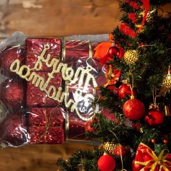 Yeni Yıl Yılbaşı Noel Çam Ağacı Süsü Lüx 13 Parça Orta Boy