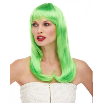Yeşil Renk Uzun Düz Parti Peruğu