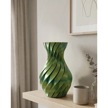 Yeşil Spiral 3d Baskı Vazo Es Modern Ev Ofis Dekoru