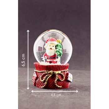 Yılbaşı  Noel Baba ve Çam Ağacı Mini Boy Kar Küresi 6,5 cm