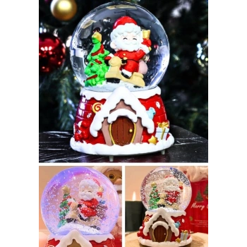 Yılbaşı 2025 Noel Baba Temalı 13 cm Orta Boy Işıklı Müzikli Kar Küresi 59A