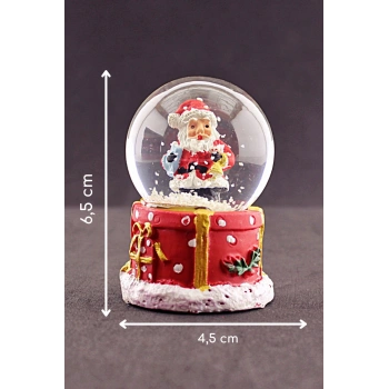 Yılbaşı Hediyeleri Temalı  Noel Baba Mini Boy Işıklı Kar Küresi 6,5 cm 1
