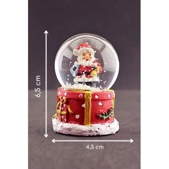 Yılbaşı Hediyesi  Temalı Noel Baba Mini Boy Işıklı Kar Küresi 6,5 cm 1A