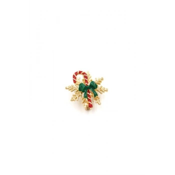Yılbaşı Noel Şekeri Broş - Altın