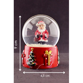 Yılbaşı Süsü Noel Baba Merry Christmas Tasarımlı 9 cm Orta Boy Işıklı Kar Küresi  1B