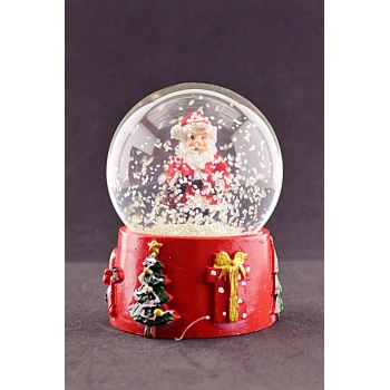 Yılbaşı Süsü Noel Baba Merry Christmas Tasarımlı 9 cm Orta Boy Işıklı Kar Küresi  1B