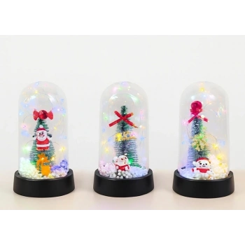 Yılbaşı Temalı Işıklı  Dekoratif Cam Fanus Alk5076