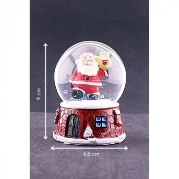 Yılbaşı Yeni Yıl Noel Baba Temalı Orta Boy Işıklı Kar Küresi 9 cm A