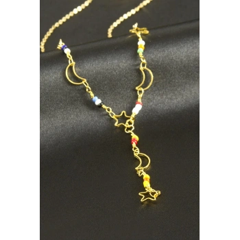 Yıldız Hilal Boncuk Y Kolye